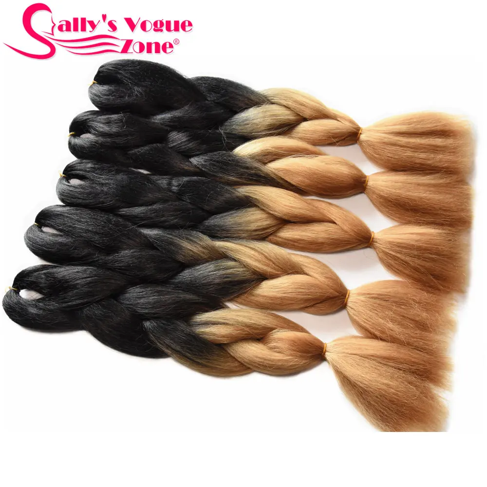 Sallyhair 24 дюймов Омбре плетение волос 2 тона черный цветной слон косички высокотемпературное волокно СИНТЕТИЧЕСКОЕ Наращивание волос - Цвет: P4/27