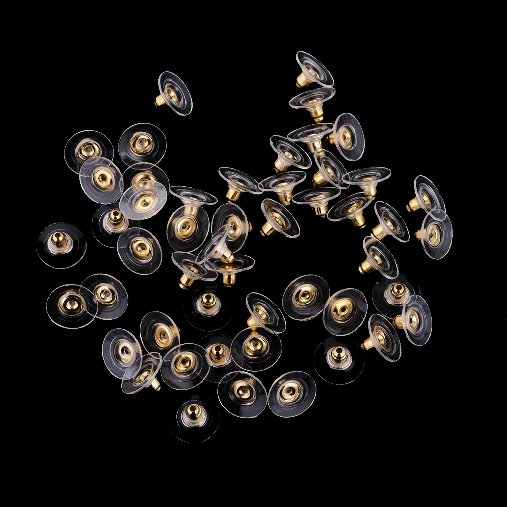 50 Pieces HypoAllergenic Bullet Clutch Earring Backs with Silicone Pad