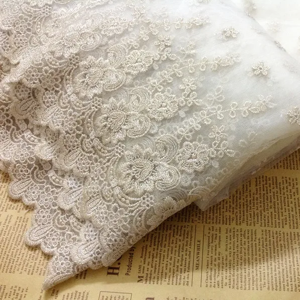 

High Quality Mesh Gold thread Embroidery Lace Fabric Wedding Dress ,Skirt Cloth DIY Width 130cm 1yard