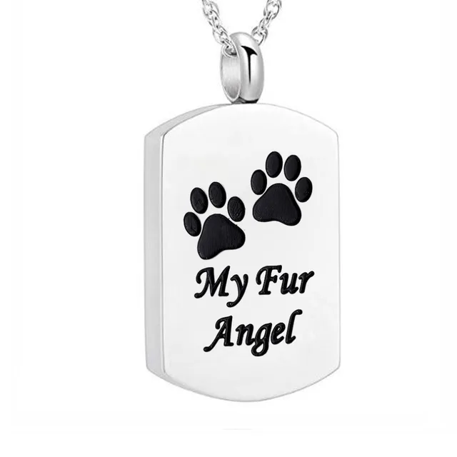 Stainless Steel Pet Pendant Dog Paw Print Cremation Jewelry for Ashes Wearable Urn Necklace Keepsake Memorial Pendant 2