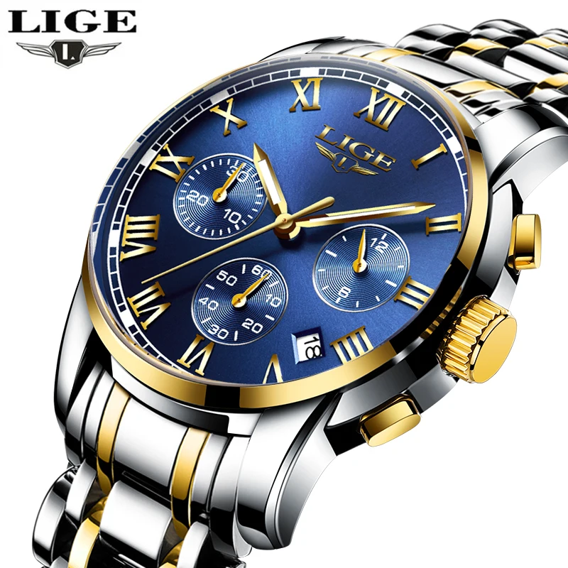 

Mens Watches LIGE Brand Luxury Fashion Business Quartz Watch Men Sport Full Steel Waterproof Wristwatch Clock Relogios Masculino