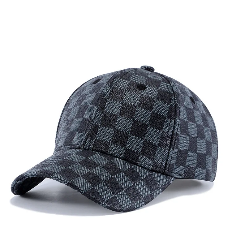 

Hot adult men and women seasons versatile caps street simple leather plaid baseball cap visor travel leisure versatile cap