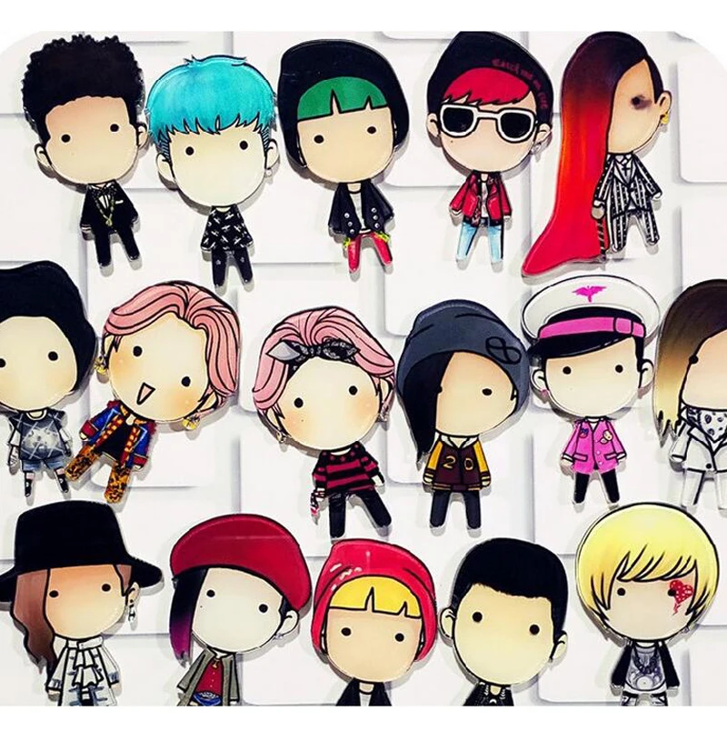 

1 PC Cartoon GD Acrylic Brooch Badges jewelry Decoration Pin On Backpack Women Clothes Decorative BigBang Brooches G-Dragon Pins
