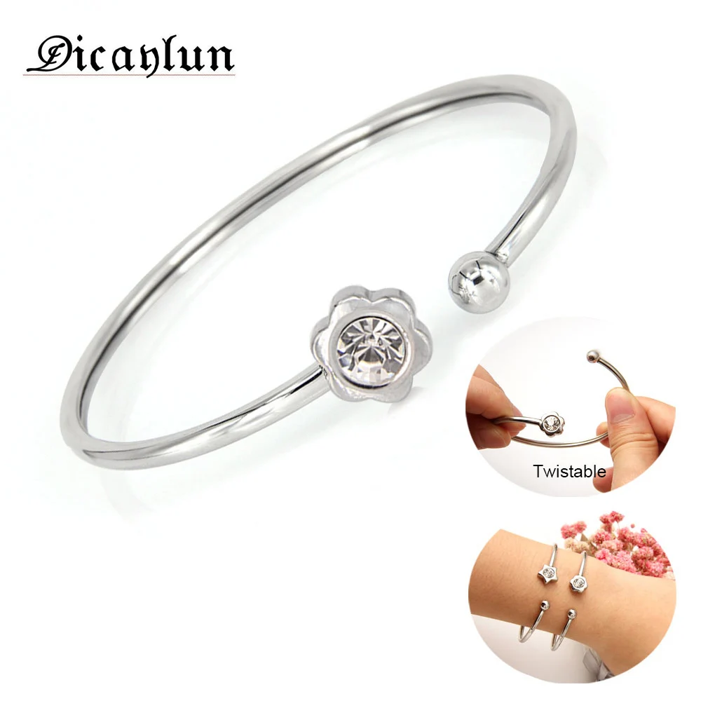 

Stainless Steel Open Bracelet Type C Elasticity Steel Wire Mosaic Adjustable Bracelet Jewelry Accessories For Women Gift