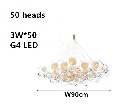 Современный светодиодный Люстра для гостиной подвесные светильники для дома деко освещение крепление для столовой скандинавский стеклянный, для спальни Подвесные светильники в виде шаров - Цвет абажура: 50 heads transparent