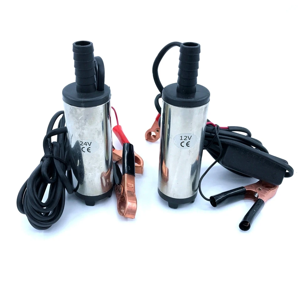 수중 디젤 연료 물 오일 펌프, 직경 38mm, 스테인레스 스틸, DC 12V, 24V, 12L/분, 40W, 자동차 캠핑 휴대용 스위치 포함