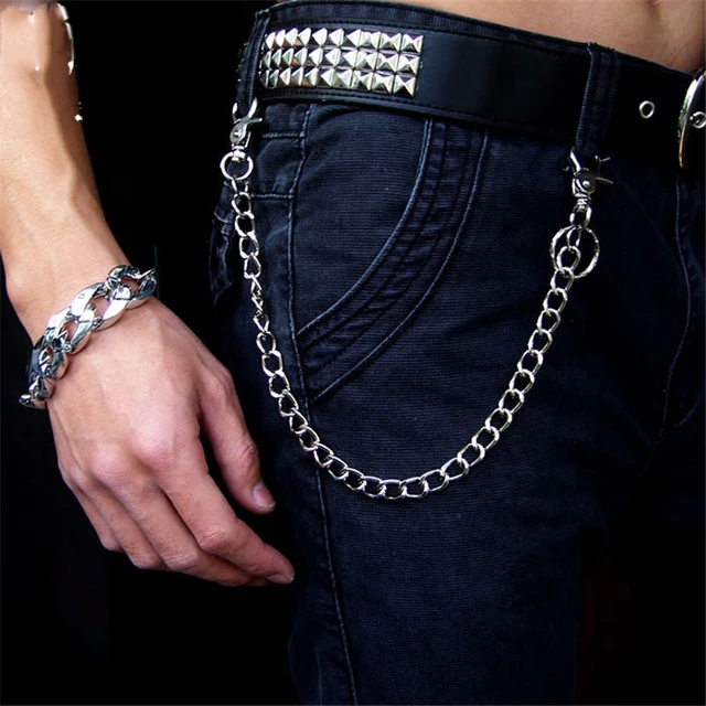Moda punk hip-hop cinto corrente da cintura calças masculinas corrente de  prata quente masculino jeans prata metal acessórios jóias dr48 - AliExpress
