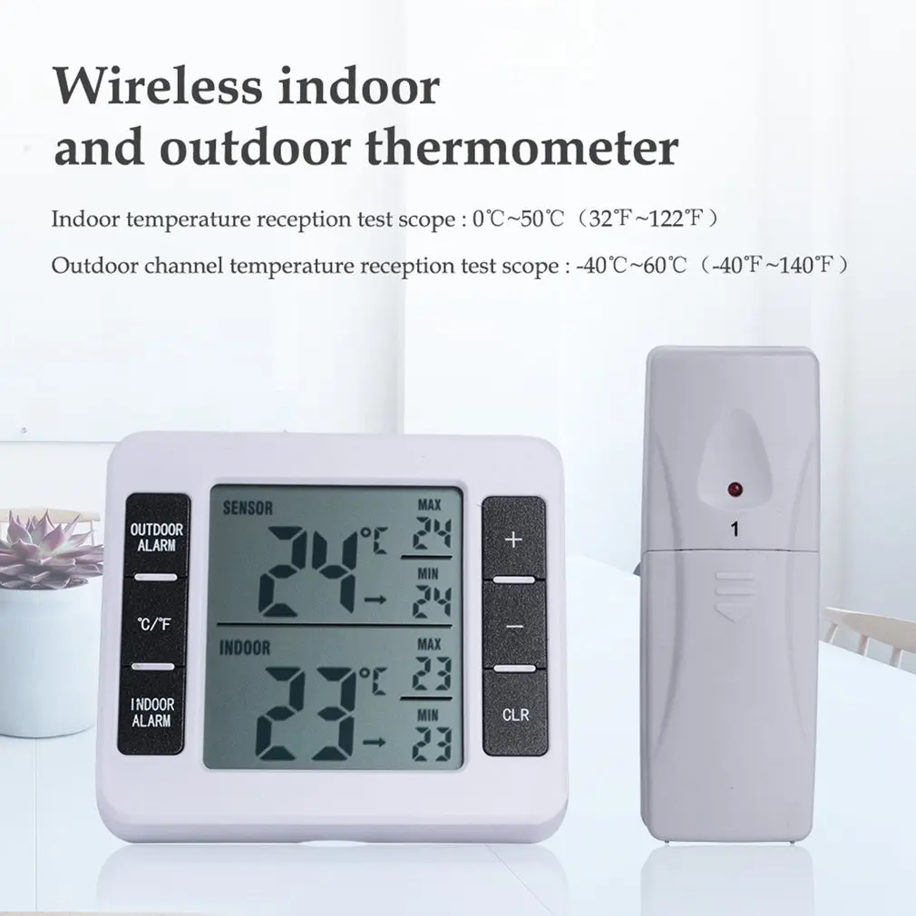 Датчики беспроводной цифровой морозильник сигнализации Термометр для холодильника дома крытый/Открытый