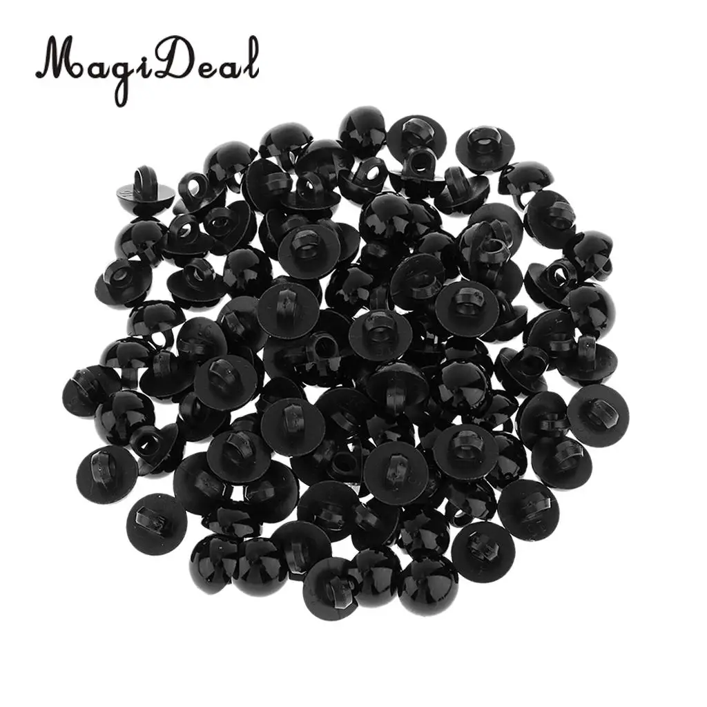 MagiDeal 100Pcs Mushroom Button Domed Sewing Plush Animal Eyes for Baby Clothes Puppets Doll Bear DIY Craft Toy Black 10mm