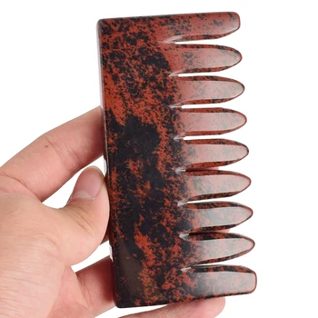

Natural Stone Comb Hair Brush Mahagony Jasper Scalp Massage Jade guasha Tool Crystal Hair Care Head Massager Skin Health Care