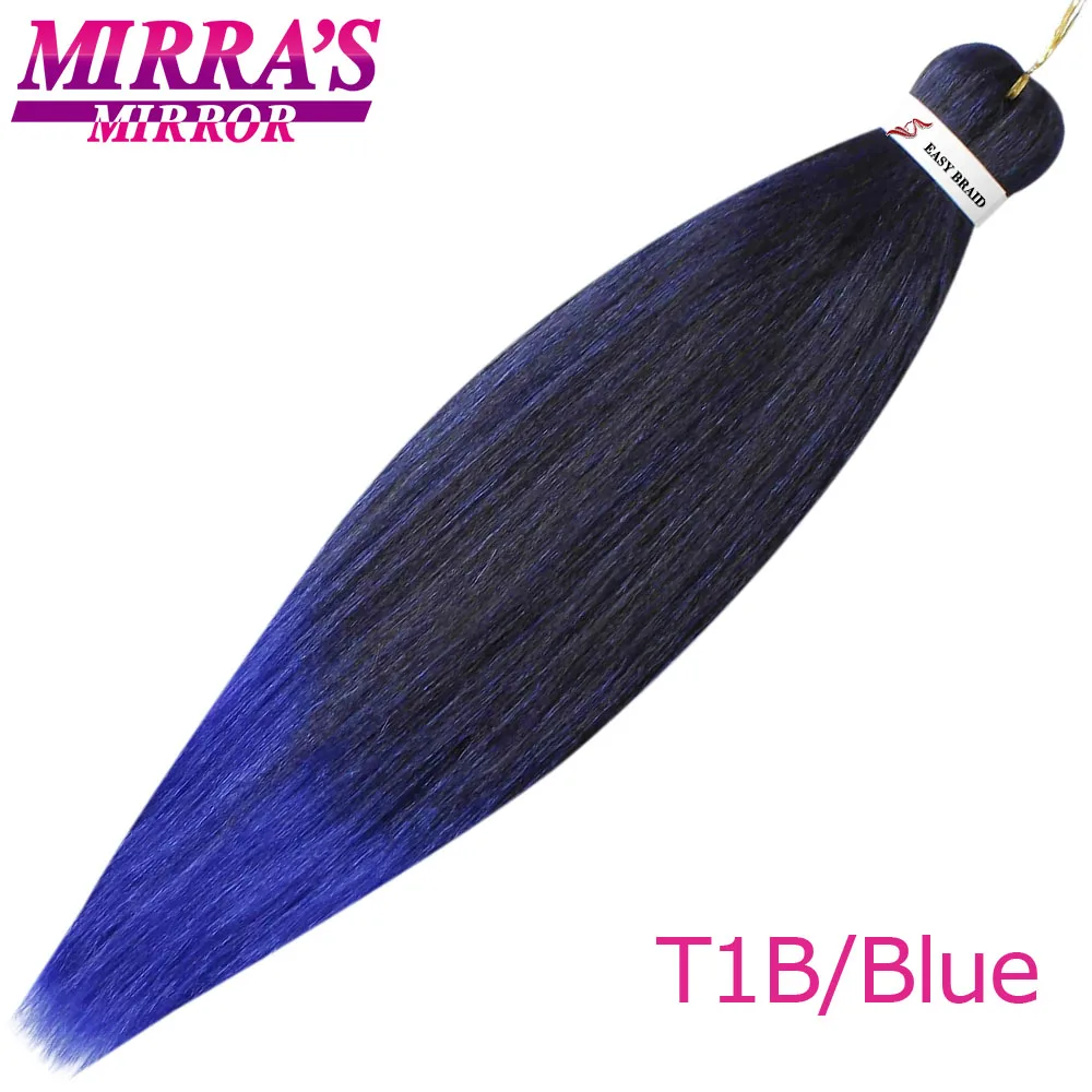 Mirra's Mirror's Mirra's Mirror, косички для волос, Омбре, предварительно растягивающиеся плетеные волосы, синтетические волосы кроше для наращивания 2" 26" EZ Professional - Цвет: T1B/синий