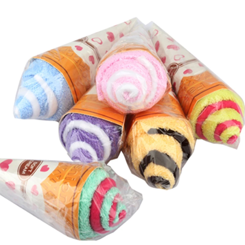 

Childrens Towels Portable Cup Shaped Ice Cream Towel Double Color Soft Gift Cute Gift Towel Wedding Party Gift