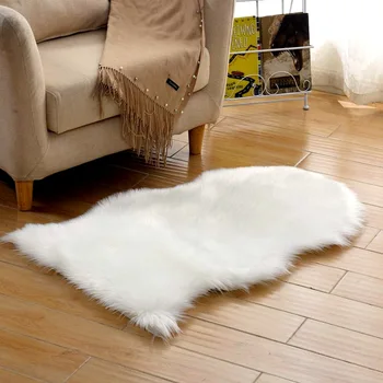 

60x90cm Artificial Sheepskin Hairy Carpet for Living Room Bedroom Rugs Skin Fur Plain Fluffy Area Rugs Washable Bedroom Faux Mat