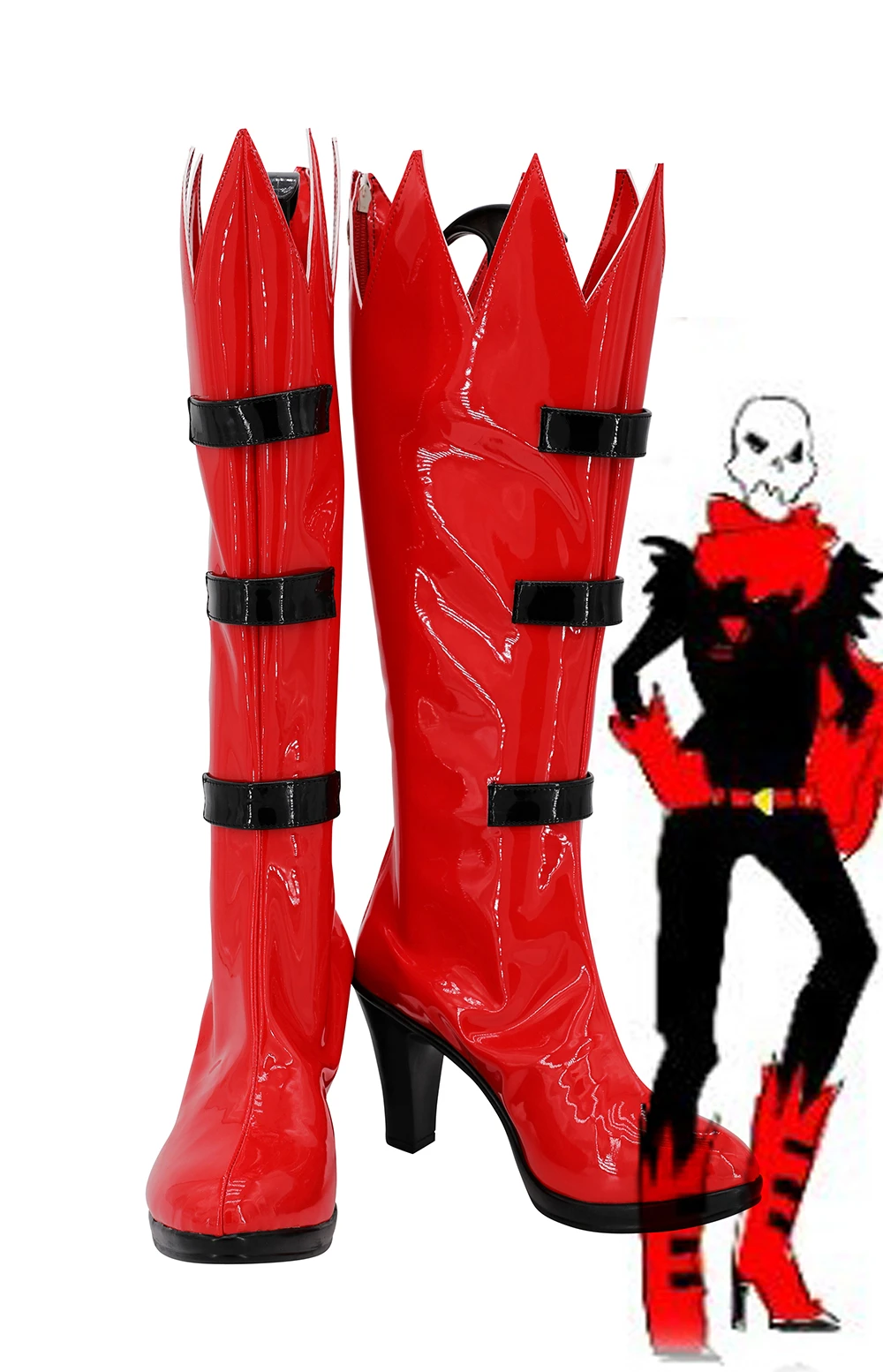 Zapatos de Cosplay, botas tacón alto, rojo, encargo, para fiesta de Halloween|zapatos| - AliExpress
