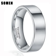 Bague en carbure de tungstène pour homme, couleur argent poli, 8mm