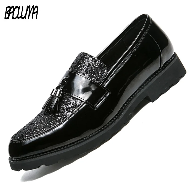 BAOLUMA Mens Loafers Tassels Designer Shoes Oxford Leather Loafers Male Slip On Shoes Flats ...