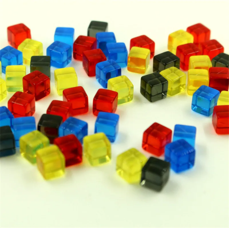 

50Pcs/set 10mm Transparent Square Corner Colorful Crystal Dice Chess Piece Transparent Right Angle Sieve For Puzzle Game