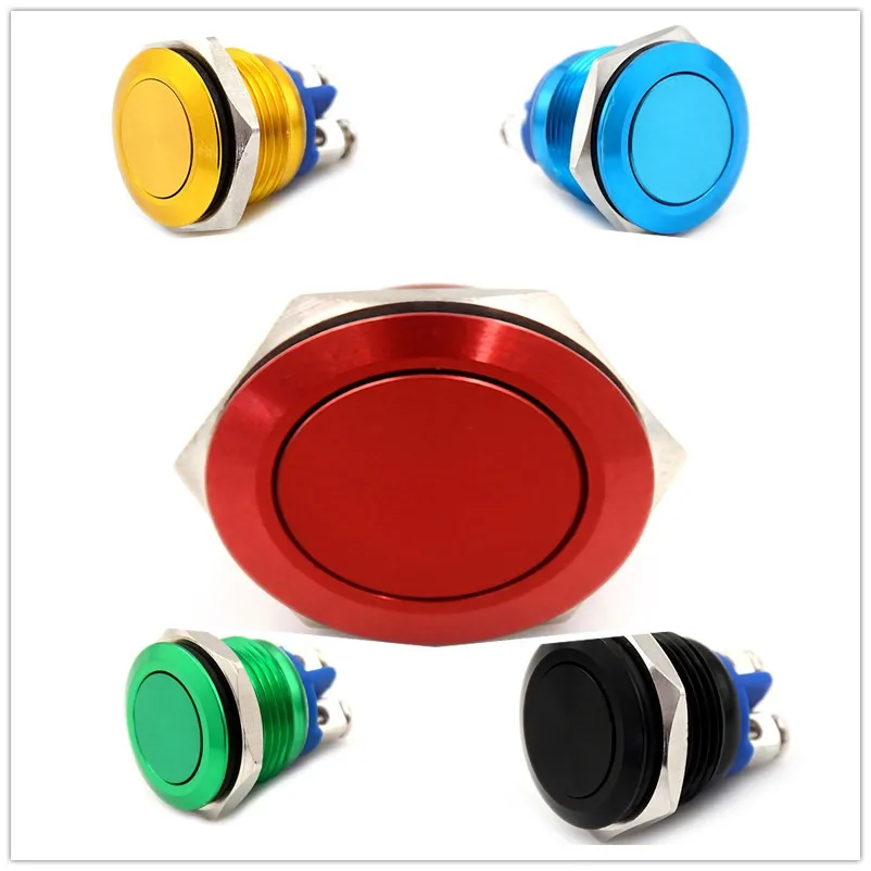 

Waterproof Start Horn Button Momentary Stainless Steel Metal Push Button Switch Reset Switches 16mm Red Blue yellow Green Black