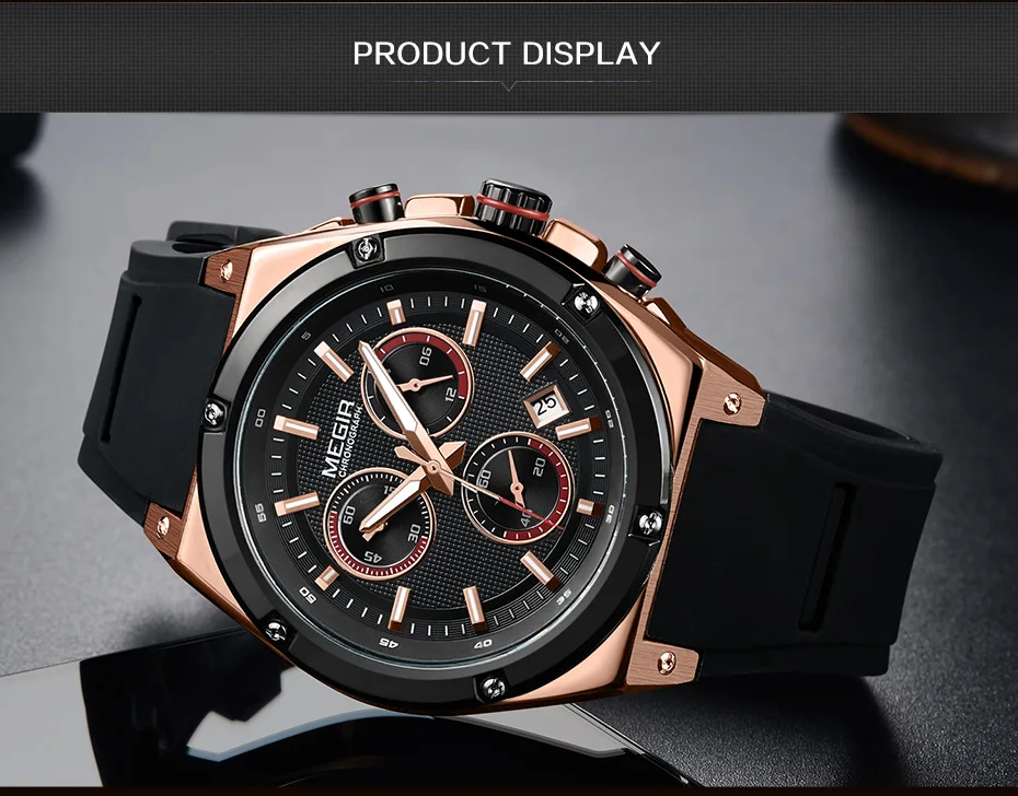 MEGIR спортивные мужские часы Топ бренд класса люкс Хронограф Кварцевые часы для мужчин Relogio Masculino силиконовые армейские военные наручные часы