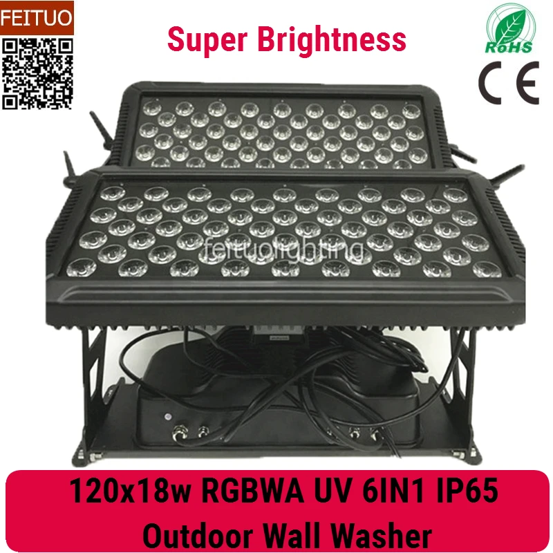 

Уличный настенный светодиодный прожектор 6 в 1 RGBWA UV, 6 в 1, 120x18 Вт, 2 шт./партия