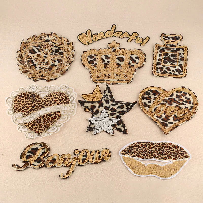 Модные DIY леопардовые губы заплатки «губы» аппликация ручной работы шитье для Bling Блестки патч Вышивка Стенд