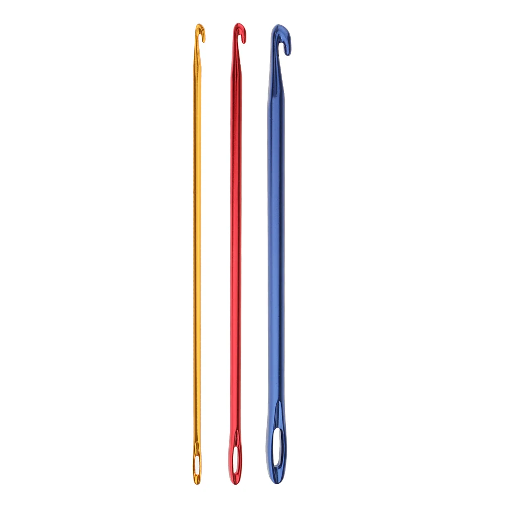3 Pieces Aluminum Afghan Crochet Hook Kit Knit Needle fit Both Flat and Circular Knitting DIY Apparel Sewing Needles Tool