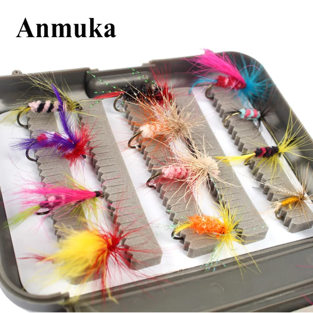 Anmuka 24 pcs/set Various Dry Fly Fishing Trout Salmon Dry Flies Fish