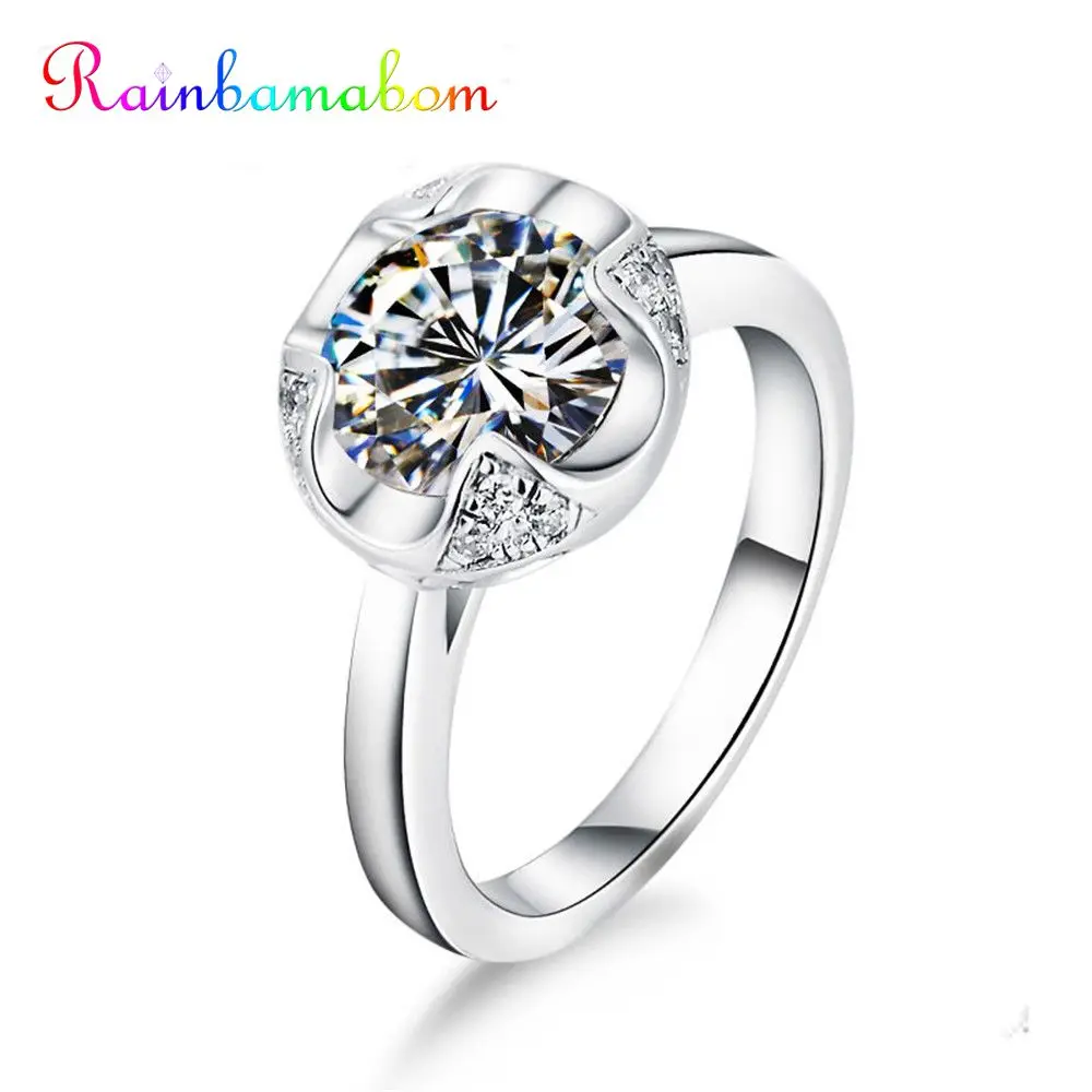 

Rainbamabom 925 Sterling Silver Topaz Ruby Amethyst Sapphire Gemstone Wedding Engagement Flower Ring Jewelry Wholesale Size 6-9