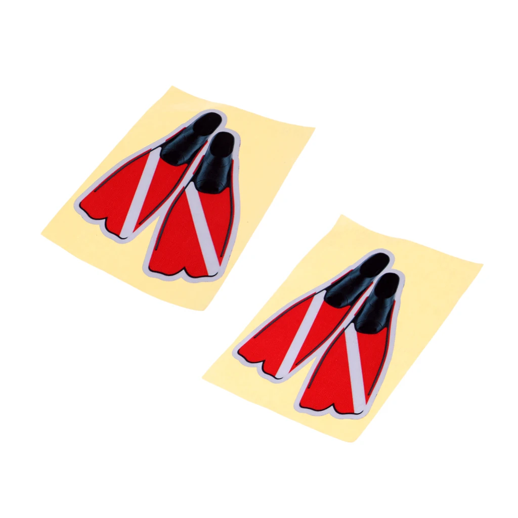 2 Pieces Scuba Dive Flag Fins Flippers Sticker Decal Boat Truck Graphic - Waterproof & Reflective & Long Lasting