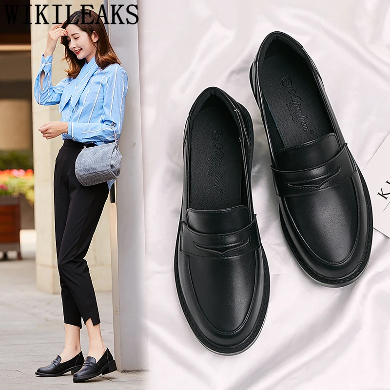 Zapatos cómodos de moda para Mujer, mocasines coreanos, sin cordones,  Oxford|Zapatos planos de mujer| - AliExpress