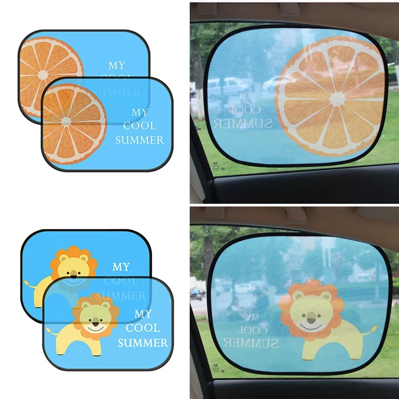 1 пара Универсальный мультфильм Авто Шторы автомобиля боковой оконные шторы Детские ВС оттенков блокирует вредные УФ-лучи солнца занавес всасывания