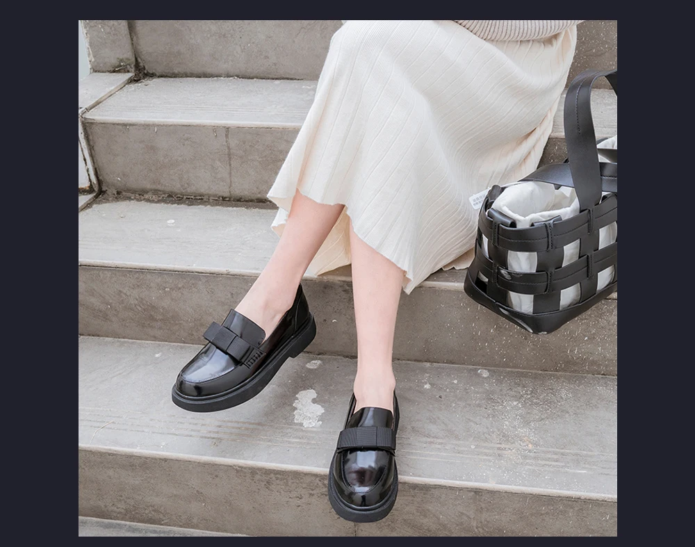 SOPHITNA/Новинка 2019 г. весенняя повседневная обувь без шнуровки на плоской платформе из натуральной кожи с круглым носком в стиле ретро