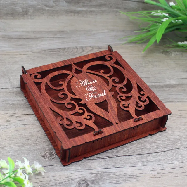 100 Piece Elegant Invitation Card Box Customized Wooden Wedding 100 Piece Elegant Invitation Card Box Customized Wooden Wedding Handmade Greeting
