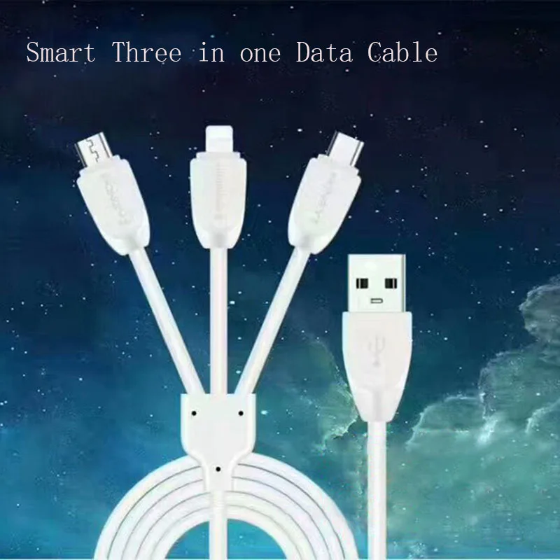 

Smart data cables Multi-function three in one fast charging data transmission Tpye-C IOS micro USB interface portable design
