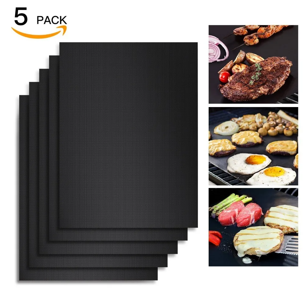 

5pcs/Set Reusable BBQ Grill Mat Pad Sheet Hot Plate Portable Easy Clean Nonstick Bakeware Cooking Tool BBQ Accessories