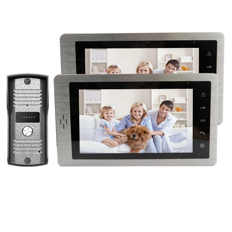 

Free Shipping Brand New Wired 7" Screen LCD Video Intercom Door Phone System + 2 Touch Key Monitors + Outdoor Doorbell Camera