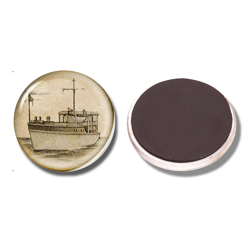 Shipyard 30 MM Fridge Magnet Sail Ship Resort Fishing Boat Glass Dome Magnetic Refrigerator Stickers Note Holder Home Decoration