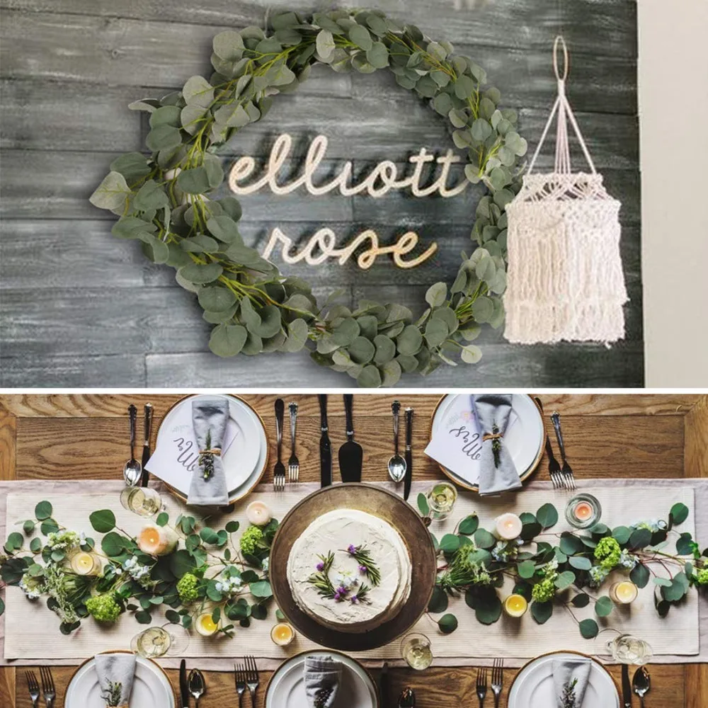  1M Artificial Eucalyptus Vines Christmas Greenery Garland for Wedding Backdrop Arch Wall Flower Tab