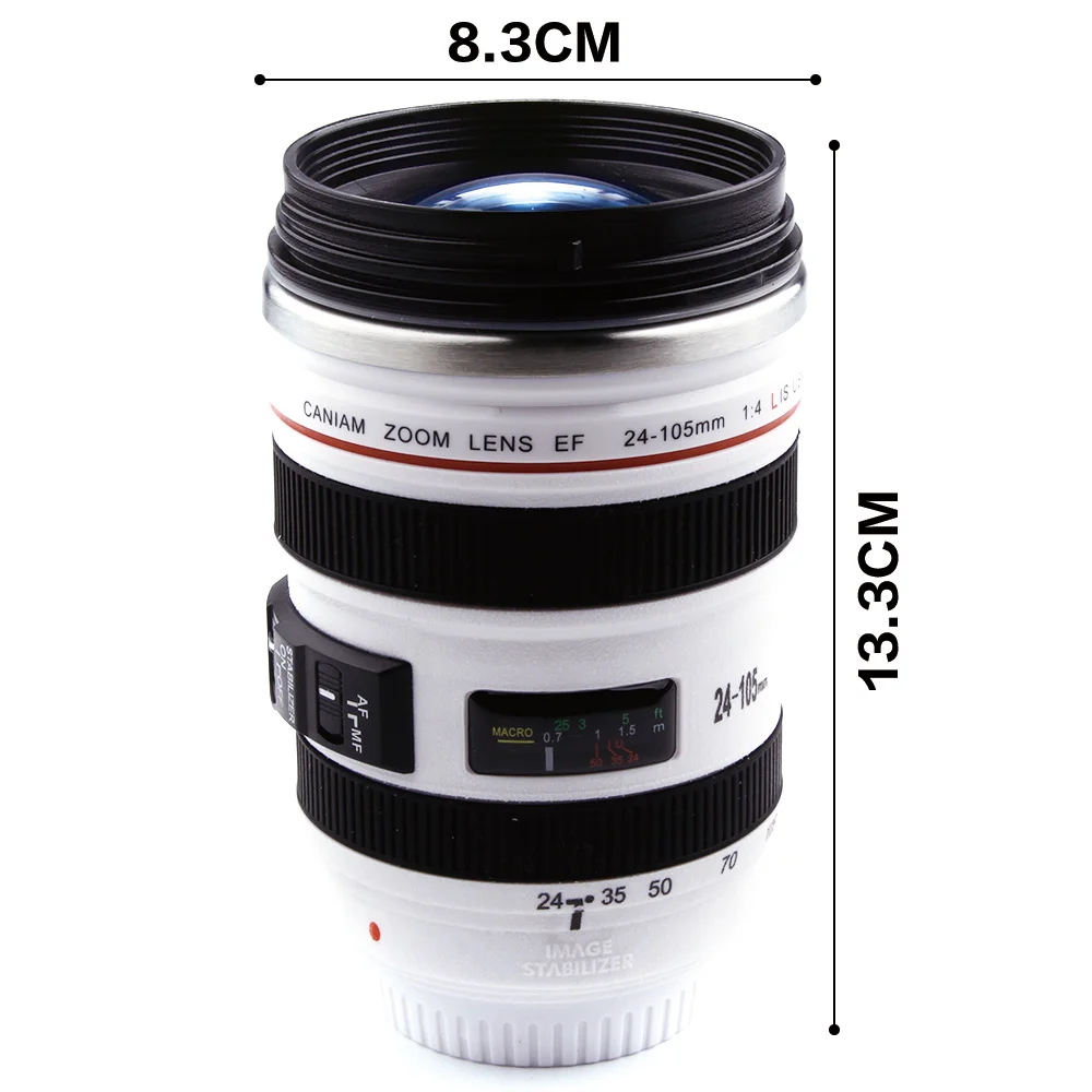 Кружка из нержавеющей стали в форме объектива с крышкой 400 мл|mug with lid|travel mugmug |
