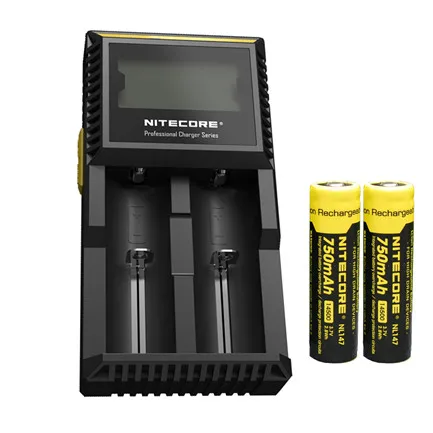 NITECORE D2 Digi зарядное устройство ЖК-экран зарядное устройство+ NITECORE 3500 мАч 3200 мАч 2600 мАч 2300 мАч NL166 NL147 аккумуляторные батареи - Цвет: D2 2 x NL147