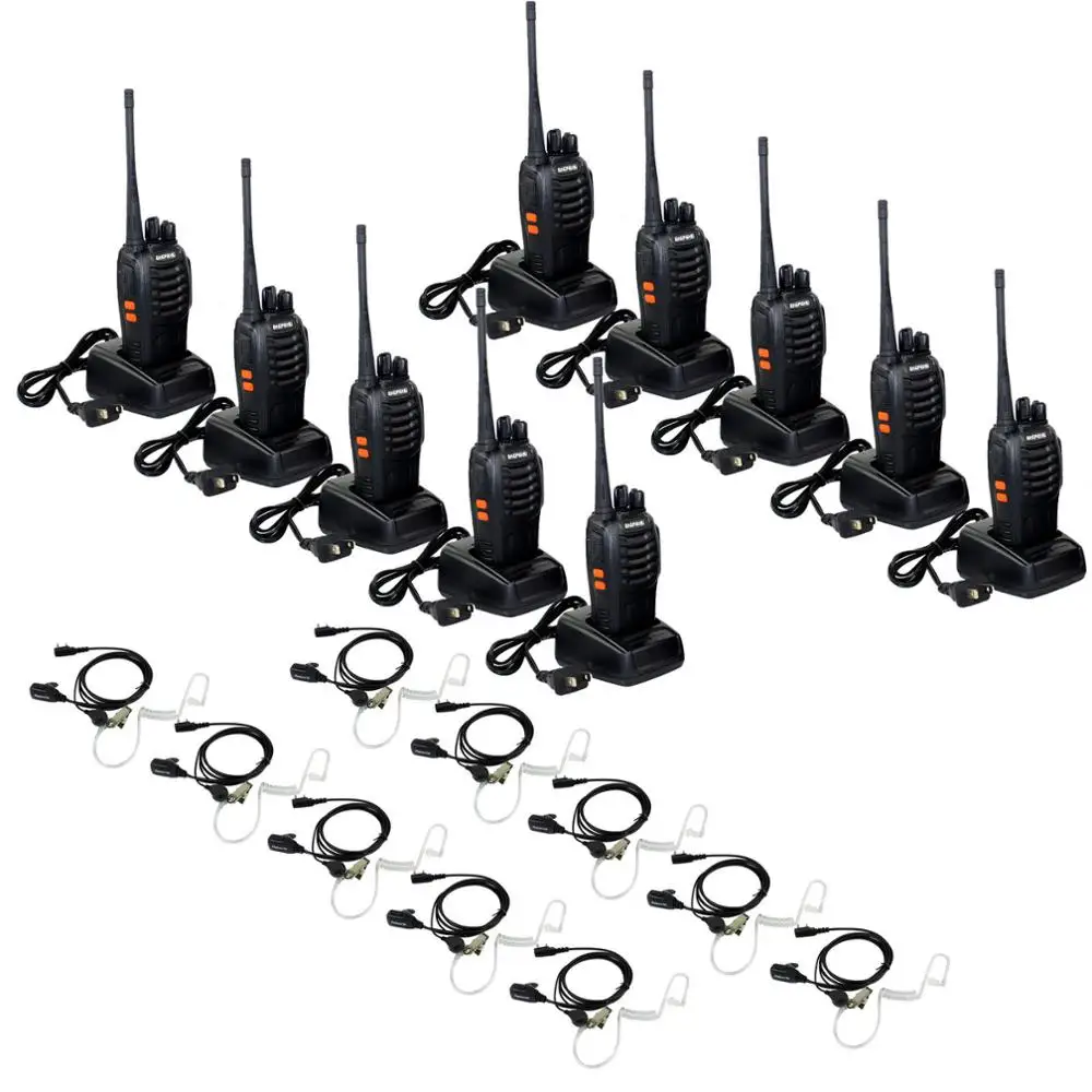 10 шт. BaoFeng BF 888s иди и болтай Walkie Talkie UHF 5 Вт 16CH двухстороннее радио + 10x Новая