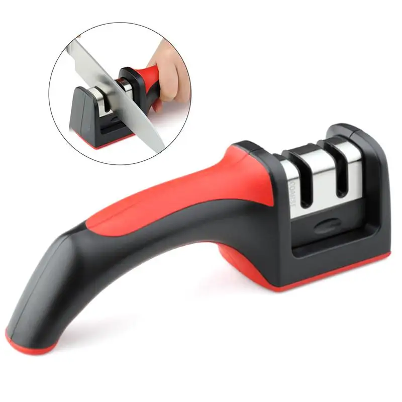 

Multi-functional Tungsten Steel Sharpener Hard 2 Stages Handle Household Knives Sharpener Kitchen Tools Supplies Decor