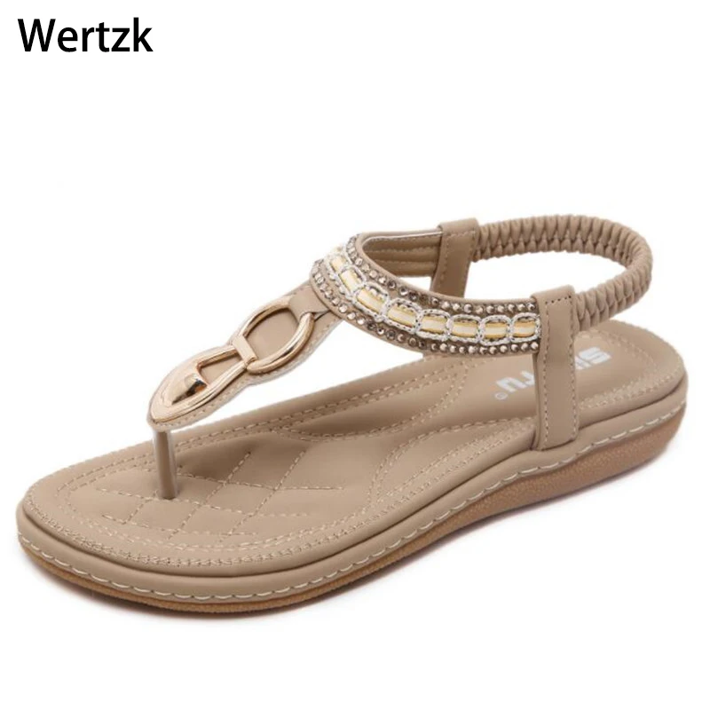 

Wertzk 2019 New arrival women sandals Summer fashion female Sandals flat shoes causal Ladies women shoes plus size E136