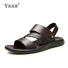 YIGER New Men sandals male beach slippers genuine leather summer teens fashion casual sandals leisure slippers 0329