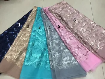 

Factory price David-52011 beaded Nigerian lace fabrics embroidered Mesh Tulle fabric
