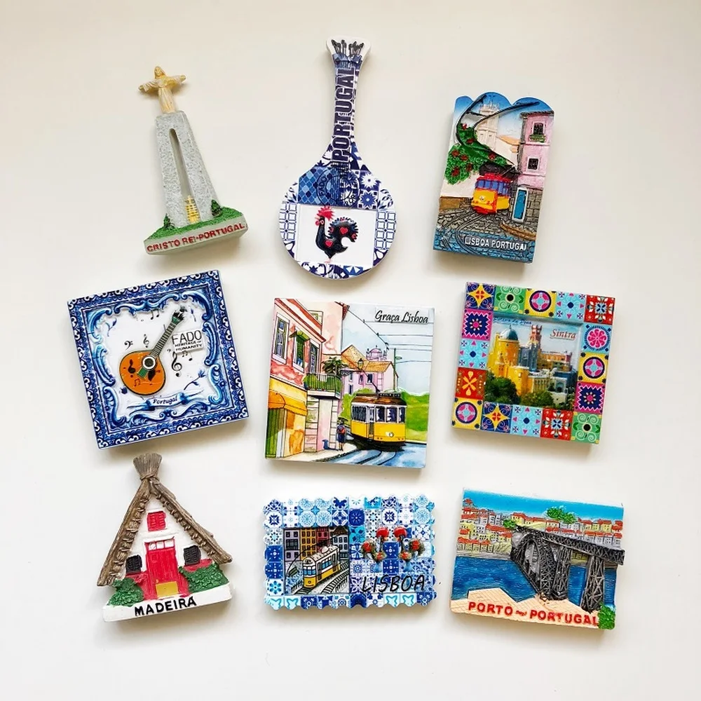 

BABELEMI Portugal Travel Souvenir Fridge Magnets Creative Resin 3D Lisbon Porto Madeira Sintra Fado Refrigerator Magnet Decor