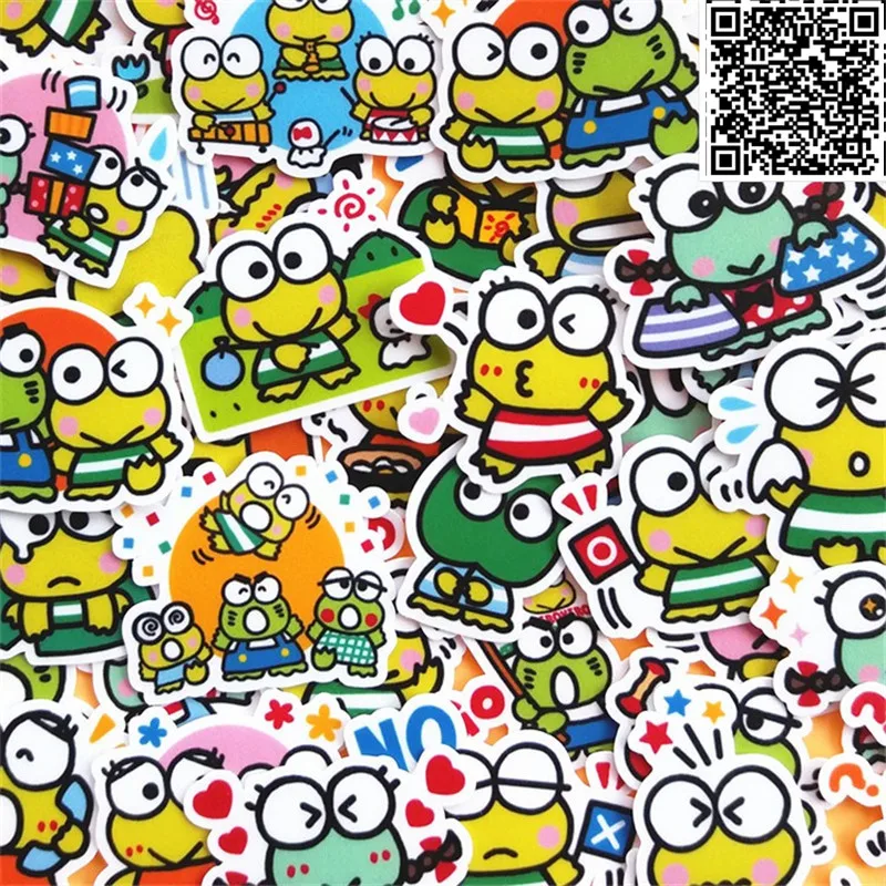 

40 pcs fo'r Kids Fun Paper Stickers Homemade Big eyes frog Bookkeeping Decals on Laptop / Decorative scrapbooking / DIY stickers