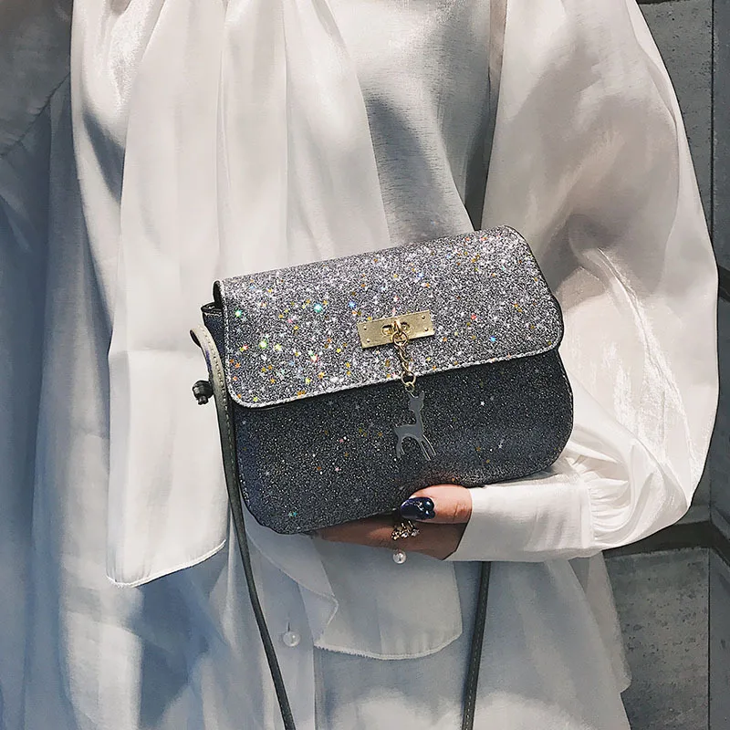 

Crossbody Bags For Women 2019 Hot Summer Korean Style Fashion Ladies Bling Messenger Bags Small Deer Pendant Shoulder Bag Women