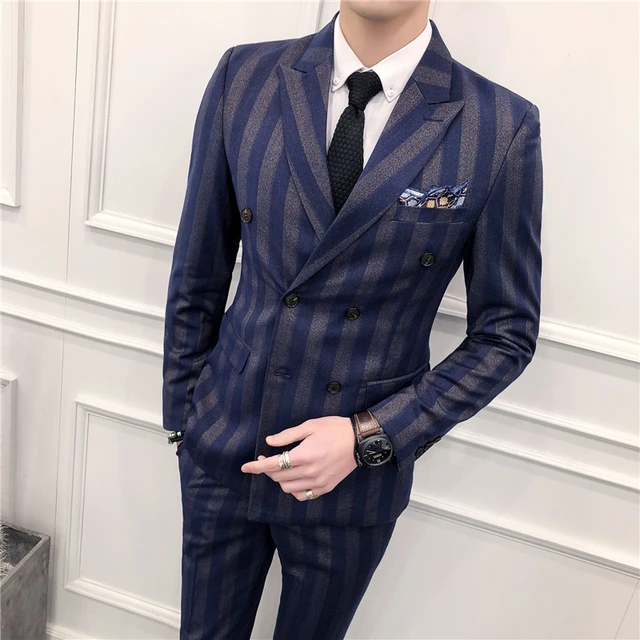 Slim Fit Double Breasted Suit 2018 Latest Coat Pant Designs Skinny