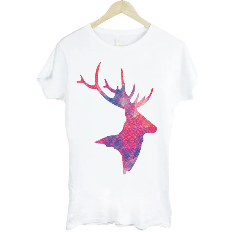 2018 New Fashion T Shirts Sleeve Printing Machine O-Neck Short-Sleeve Geometric Deer Head For Men | Мужская одежда